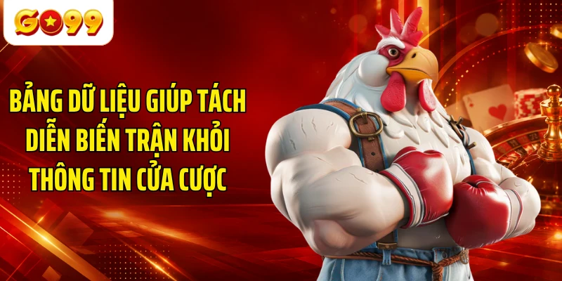 Bảng dữ liệu giúp tách diễn biến trận khỏi thông tin cửa cược
